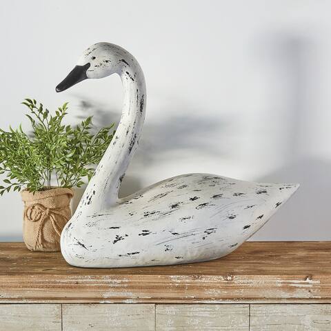 Curata Large Weathered White Reson Swant Statue - Farmhouse Décor - 25¼" x 9½" x 20½"