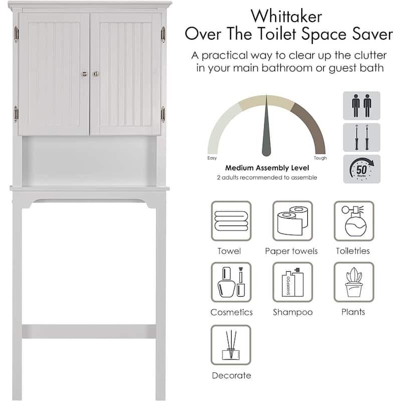 UTEX Bathroom Storage Over The Toilet, Bathroom Cabinet Organizer with Adjustable Shelves and Double Doors