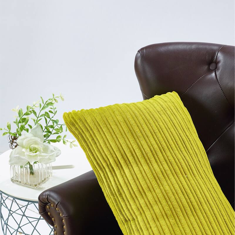 Ribbed Flanned 4 Pieces Pillow Shell Set, NO INSERT