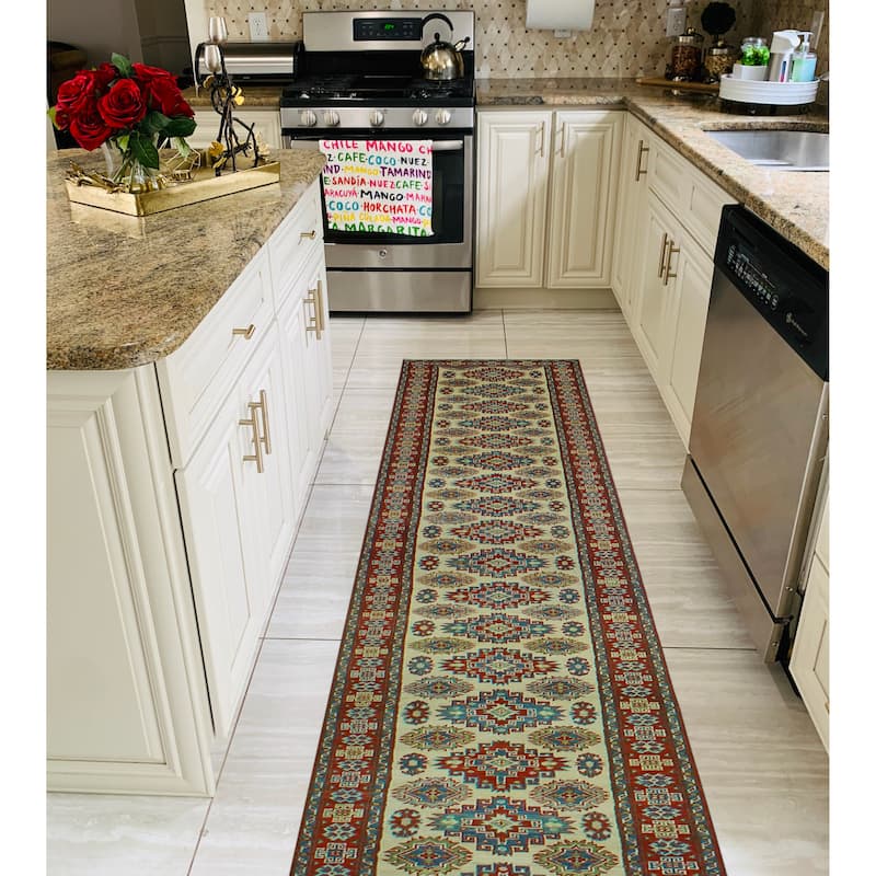 Kazak Aaric Ivory/Red Runner - 2'6" x 19'11"