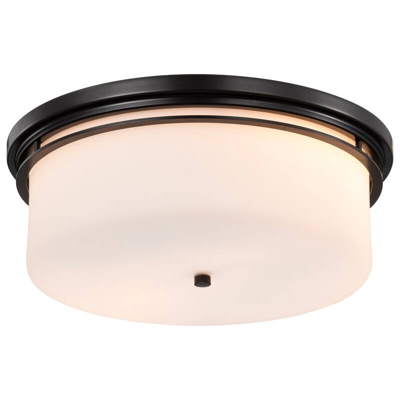 Warren - 15 Inch Flush Mount - Gun Metal with Satin White Glass - Gun Metal
