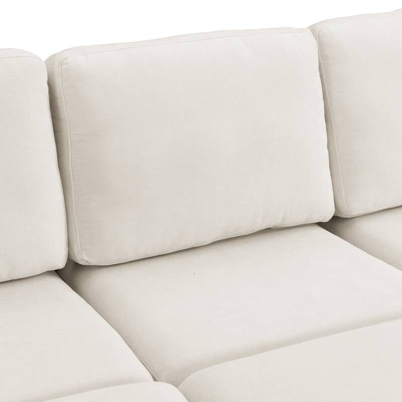 103" Chenille U-Shape Sectional Sofa 6-Seat Convertible Sleeper with 2 Ottomans and 3 USB Ports