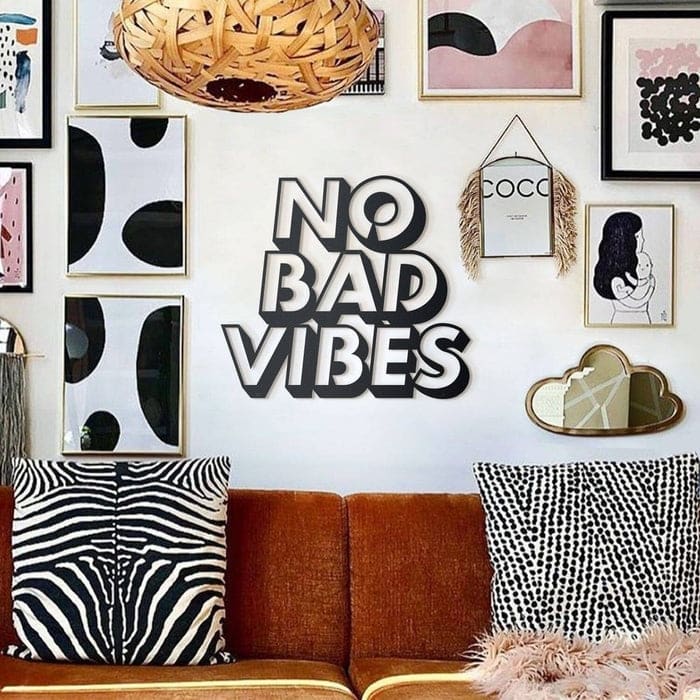 No Bad Vibes Metal Wall Art - Home Office and Living Room Decoration