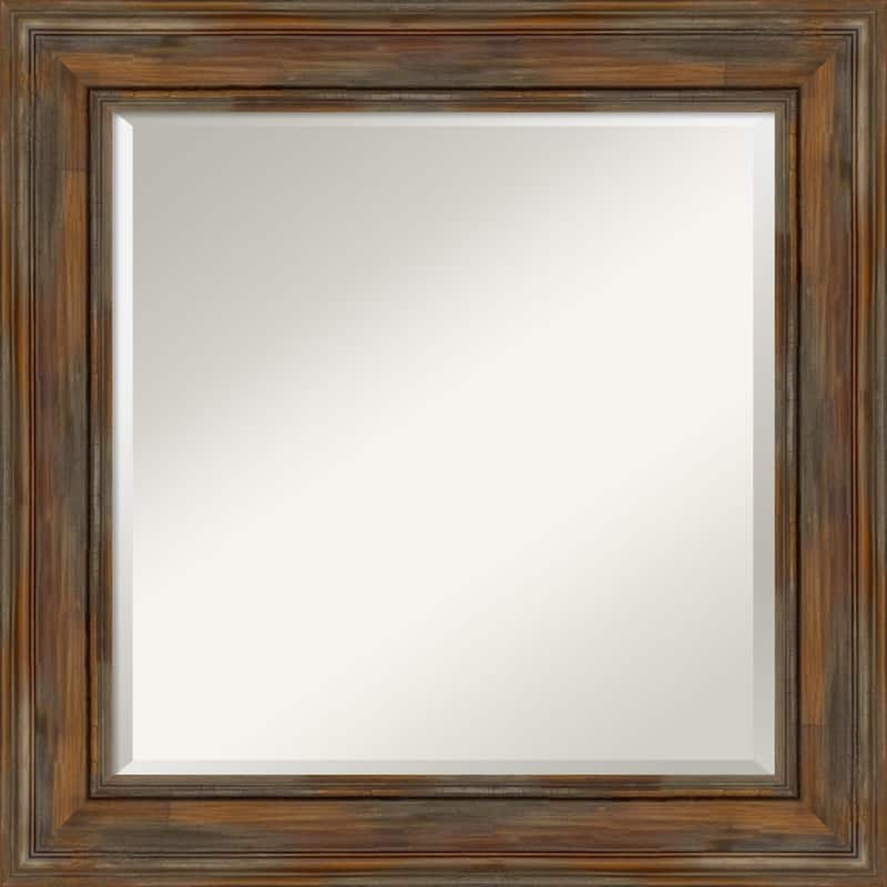 Beveled Wood Wall Mirror - Alexandria Rustic Brown Frame