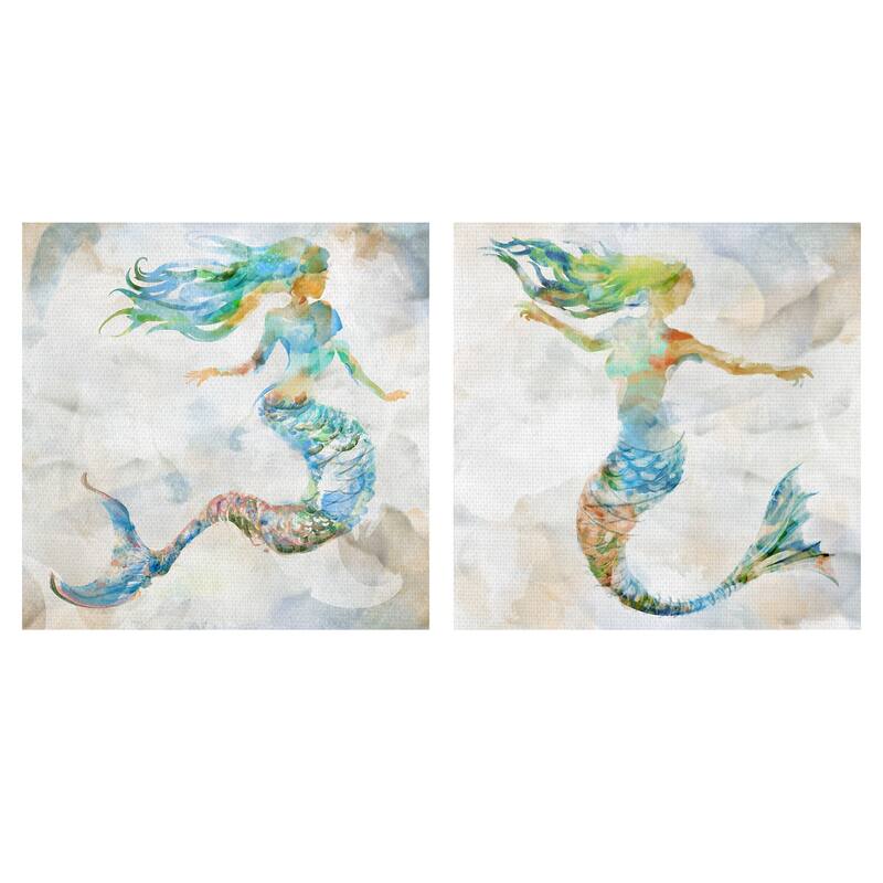 Watercolor Mermaid I-II by Studio Arts Canvas Art Prints
