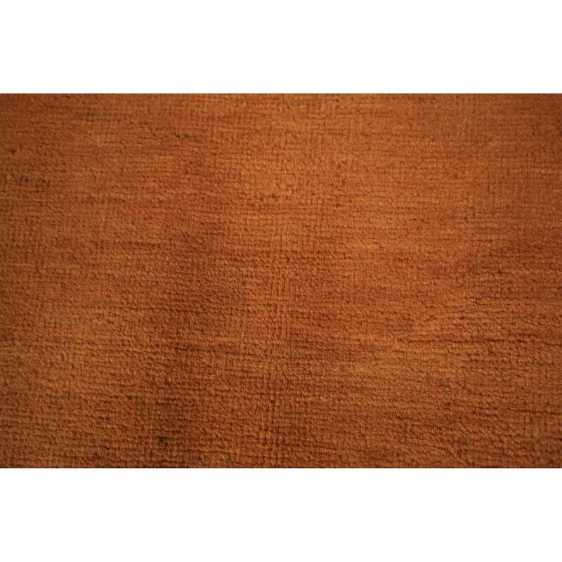 Solid Orange Gabbeh Oriental Area Rug Handmade Wool Carpet - 4'10" x 6'9"