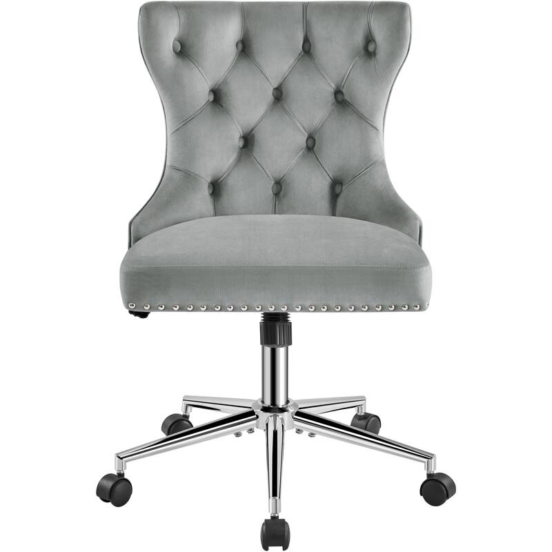 Yaheetech Velvet Upholstered Armless Office Chair with Swivel Wheels