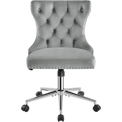 Yaheetech Velvet Upholstered Armless Office Chair with Swivel Wheels