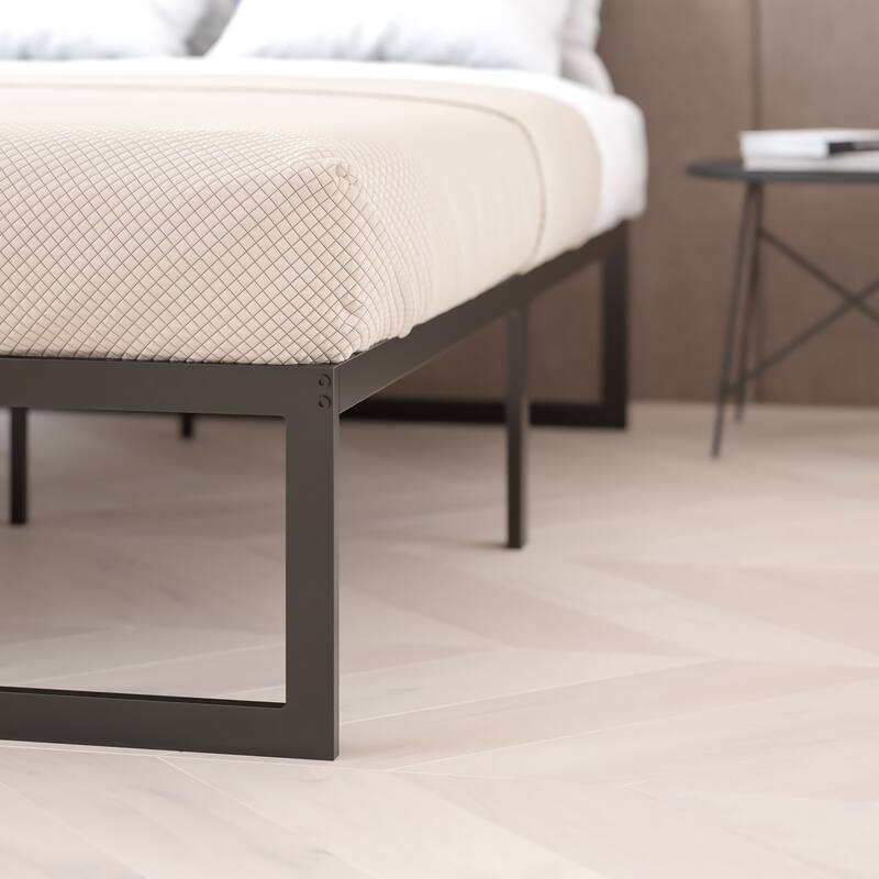 14 Inch Metal Platform Bed Frame/Steel Slat Support/No Box Spring Needed