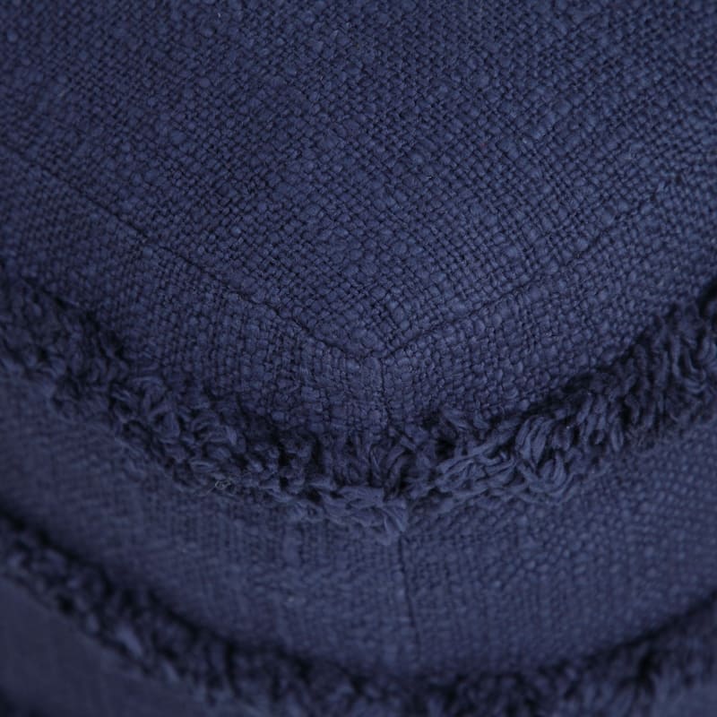 18" Navy Solid Texture and Striped Square Pouf Ottoman