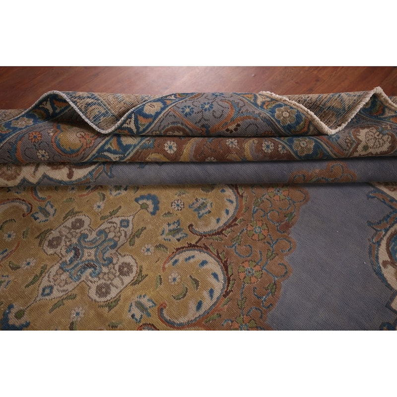 Blue Tabriz Persian Vintage Area Rug Handmade Living Room Wool Carpet - 8'0"x 11'7"