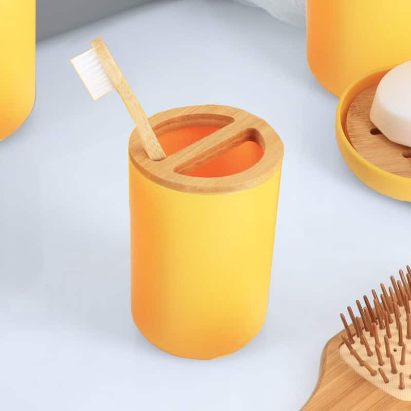 Yellow Padang Bathroom Accessory Set 7-Pieces Bamboo