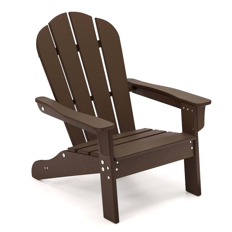 Costway Kids Adirondack Chair with High Backrest Armrests Fire Pit - See Details - Brown