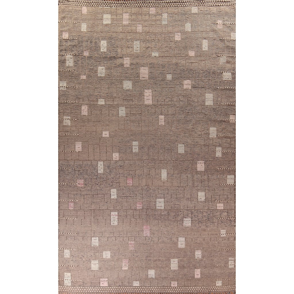 Moroccan Large Modern Area Rug Hand-Knotted Wool Carpet - 12'1"x 18'0"