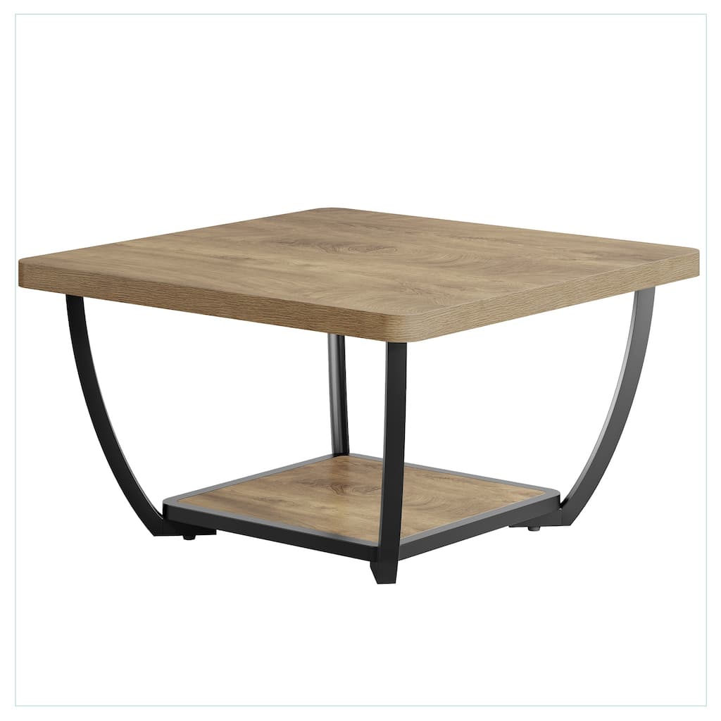 31.5" Square Coffee Table, 2-Tier Accent Center Cocktail Table