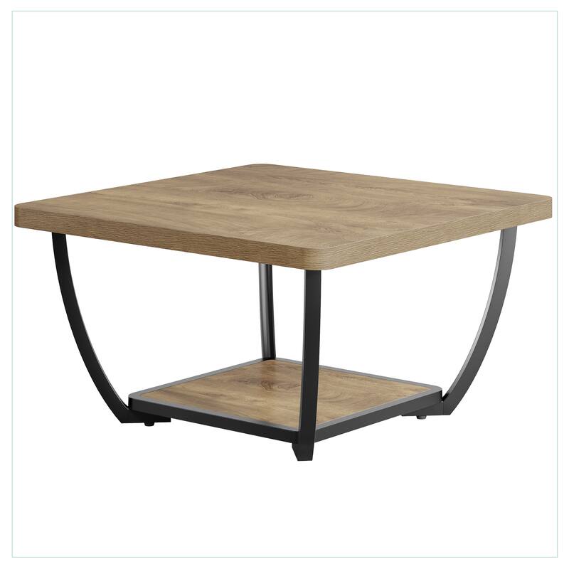 31.5" Square Coffee Table, 2-Tier Accent Center Cocktail Table