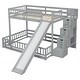 preview thumbnail 29 of 38, Twin Over Full Bunk Bed with Slide,Storage Staircase