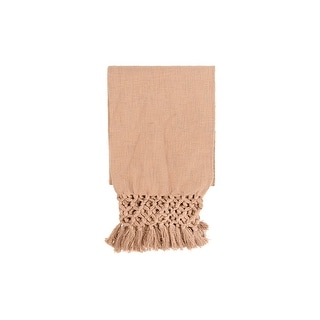 Woven Cotton Throw with Crochet & Fringe