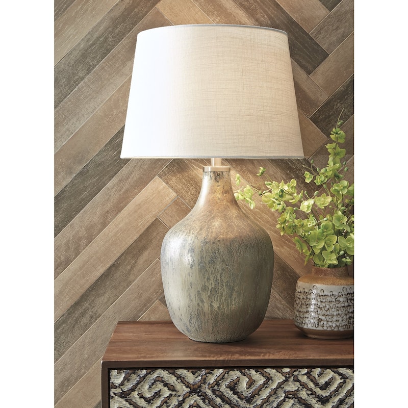 Mari Gray/Gold Finish Glass Table Lamp - 16.63" W x 16.63" D x 27.75" H