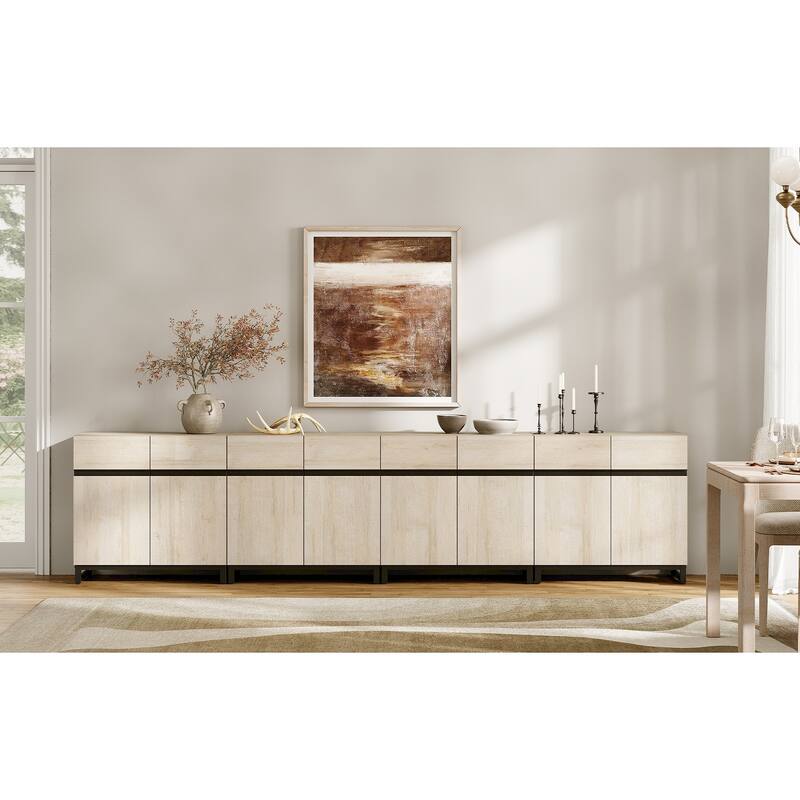 WAMPAT 4 in 1 Multifunctional Sideboard Buffet Cabinets, Modern Sideboard with Adjustable Shelves, Accent Storage Cabinet Table