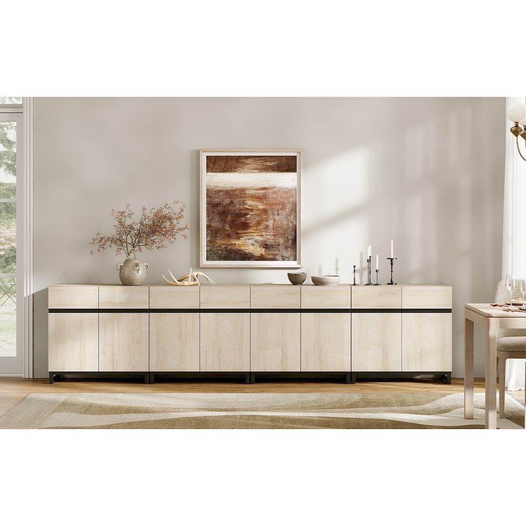 WAMPAT 4 in 1 Multifunctional Sideboard Buffet Cabinets, Modern Sideboard with Adjustable Shelves, Accent Storage Cabinet Table