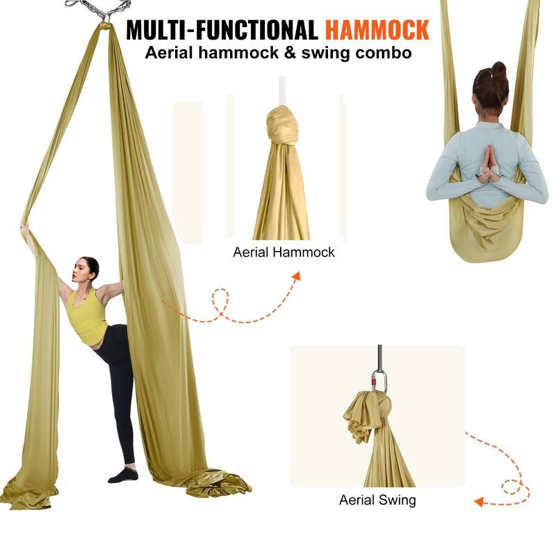 Aerial Fitness Hammock Kit Strong Nylon Swing with Complete Rigging