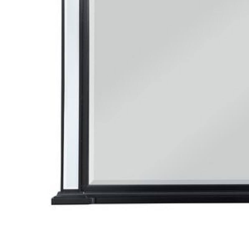 Koda 52 Inch Wall Mirror, Molded Trim, Circular Cut Out Design, Black