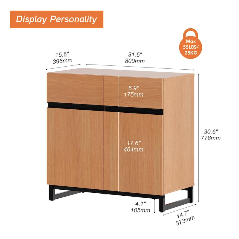 WAMPAT Modern TV Stand with Storage Cabinets for Living Room,Bedroom,Brown