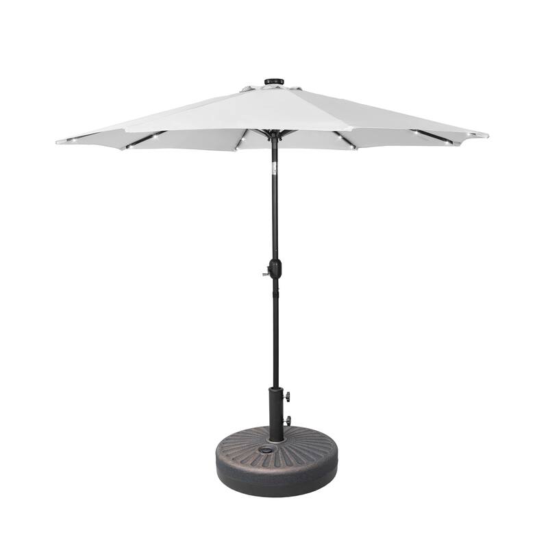9' Solar Lighted Patio Umbrella with Bronze Base