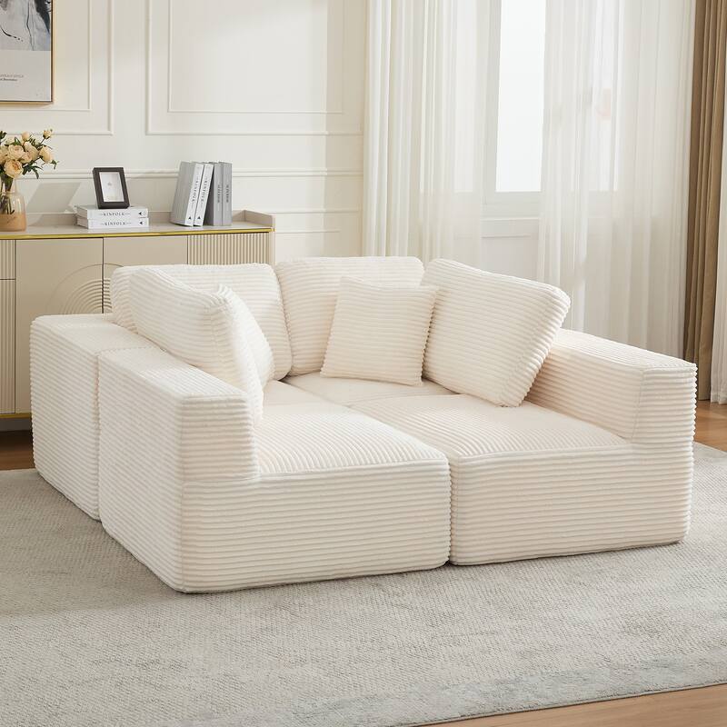 Couch Modular Sectional Sofa with Plush Corduroy No Assembly Required