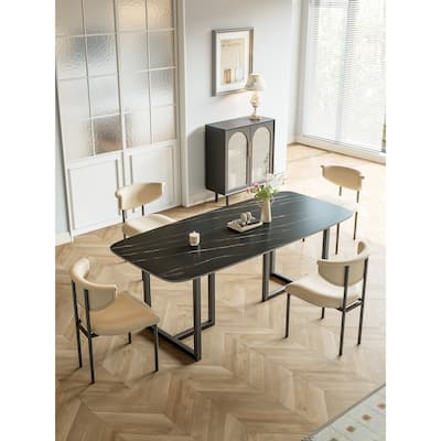 Lesly Modern Rectangle Black 70.86in. Dining Table(8 Seats) - 70.86"D×35.43"W×29.52"H
