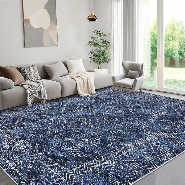 Garvee Vintage Distressed Diamond Geometric Area Rug - Bed Bath