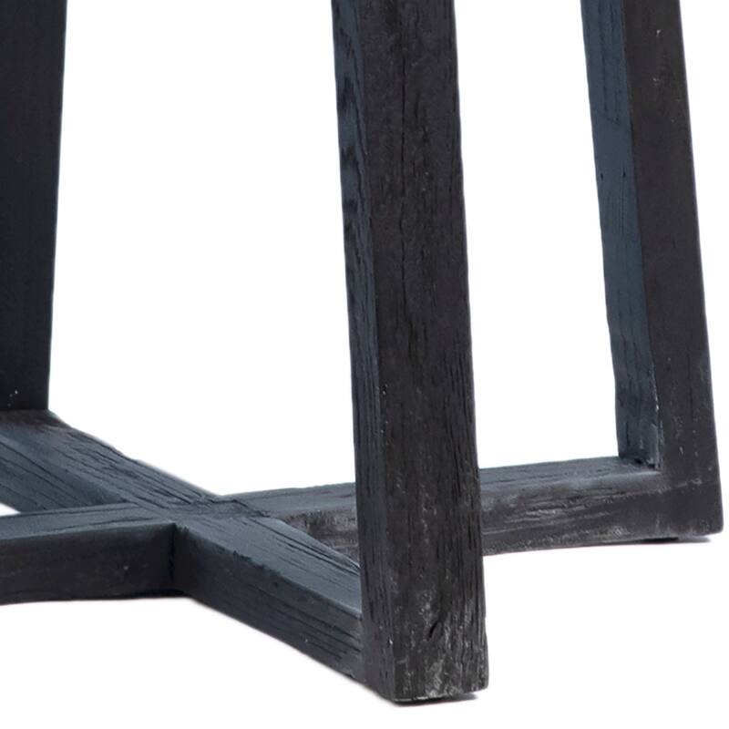 Lilian Black Marble Top and Black Elm Cross Leg Contemporary End Table