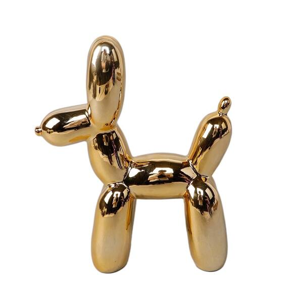 slide 2 of 3, 11"H Ceramic Ballon Dog ,Metalic Gold