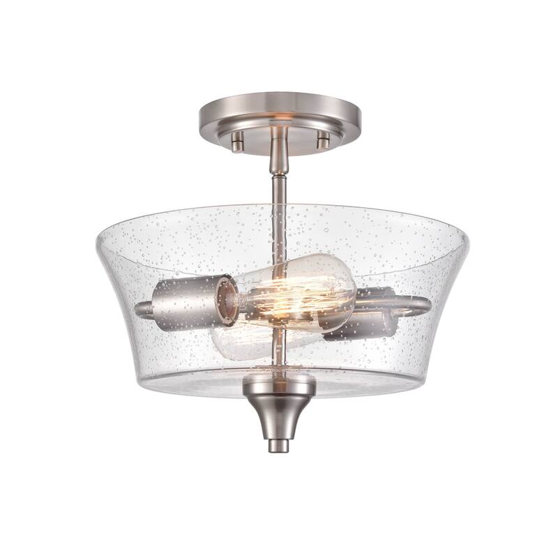 Millennium Lighting Caily 2 Light Semi-Flush Mount Ceiling Fixture in Multiple Finishes with Seeded Glass Shade