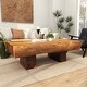 preview thumbnail 9 of 14, Brown Wood Handmade Live Edge T Stand Living Room Coffee Table with Block Legs