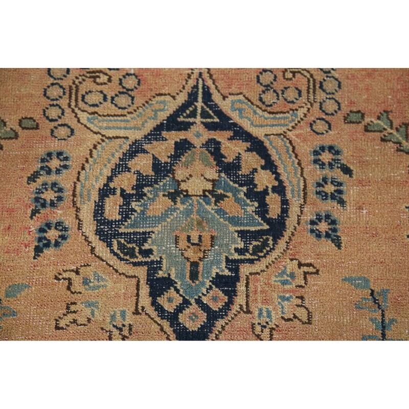 Traditional Mashad Persian Vintage Area Rug Hand-Knotted Wool Carpet - 9'5"x 12'5"