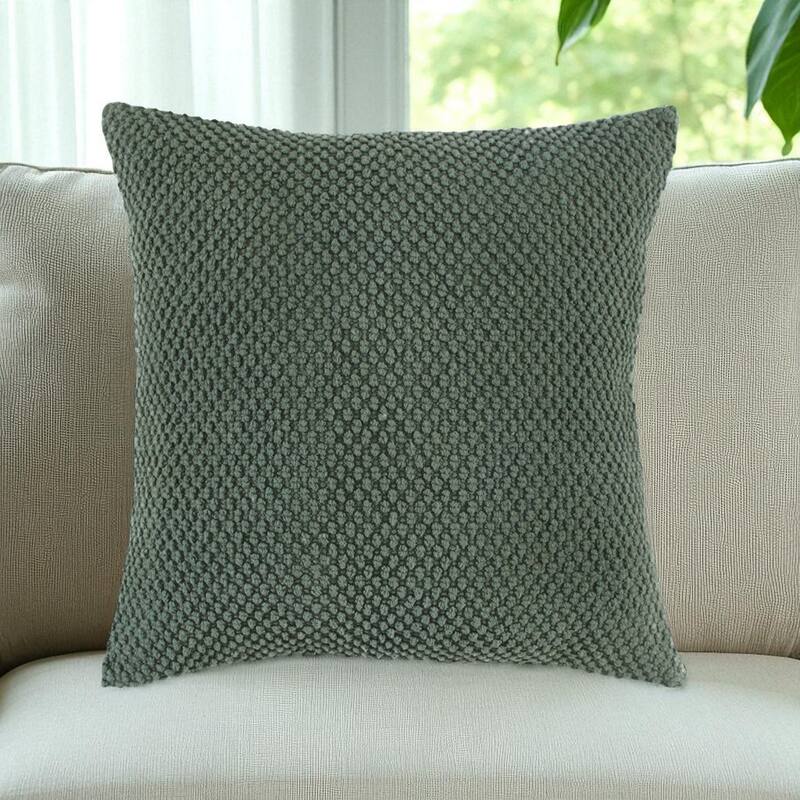 20" Olive Green Cotton Throw Pillow - Polyester - Single - 20.00 in. x 20.00 in.  x 6.25 in. - Pillow Sets - Olive Green