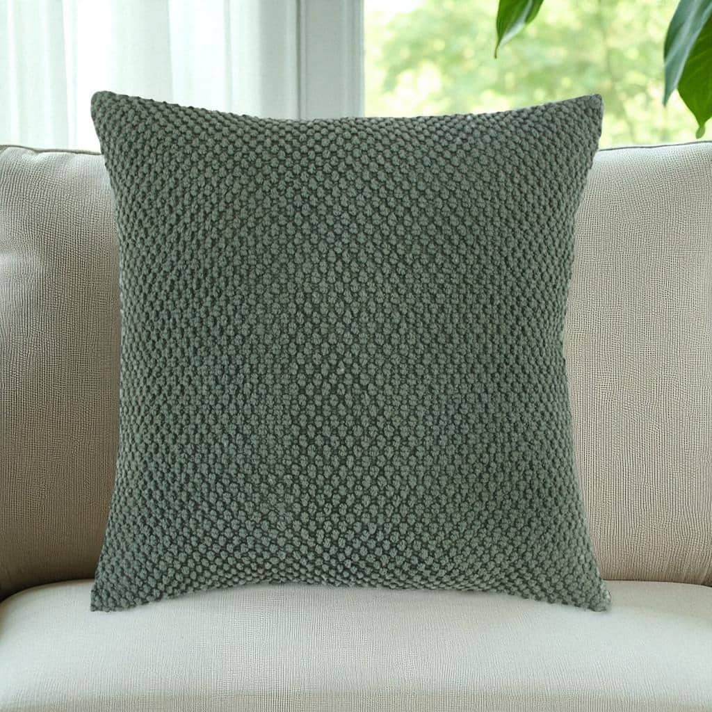 20" Olive Green Cotton Throw Pillow