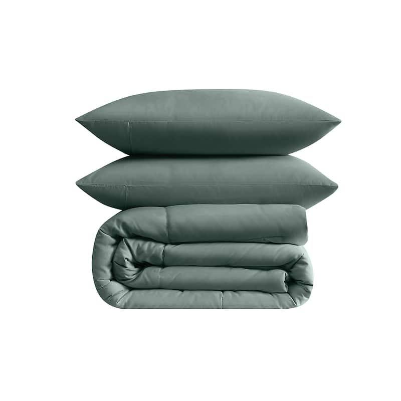Truly Soft Green Recycled Solid Comforter Set