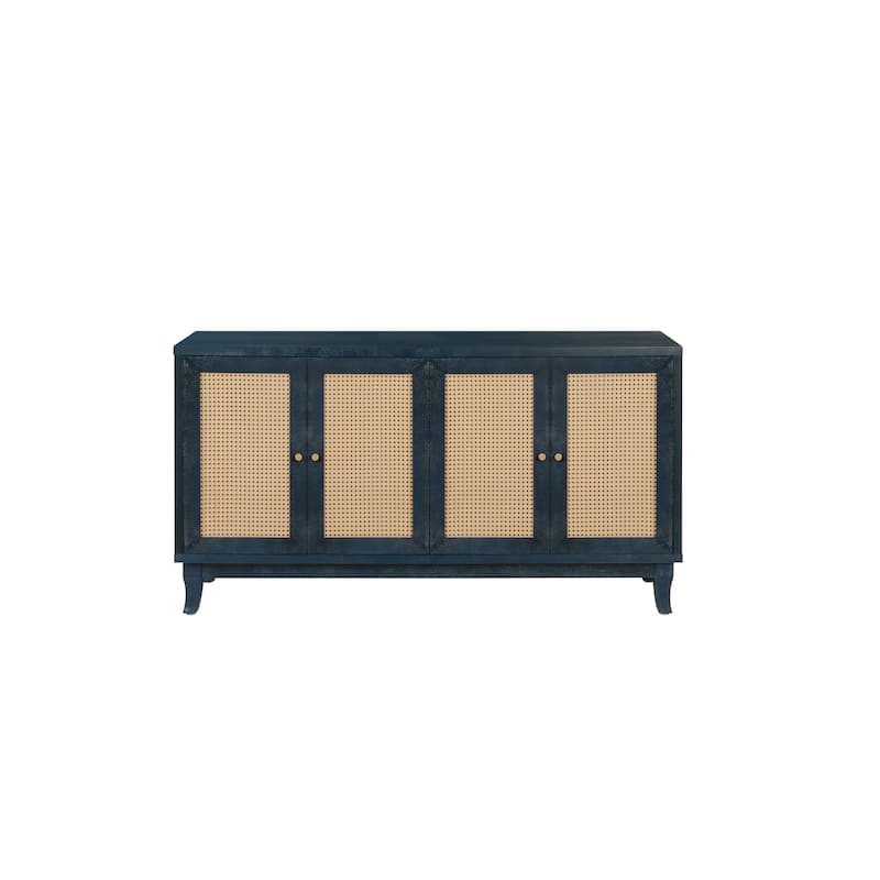 Modern Accent Storage Cabinet Sideboard Wooden Cabinet Console Table with 4 Doors and Adjustable Shelves