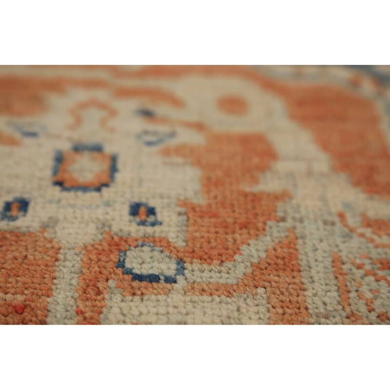 Orange & Blue Heriz Serapi Vegetable Dye Rug Hand-Knotted Wool Carpet - 5'5"x 7'7"