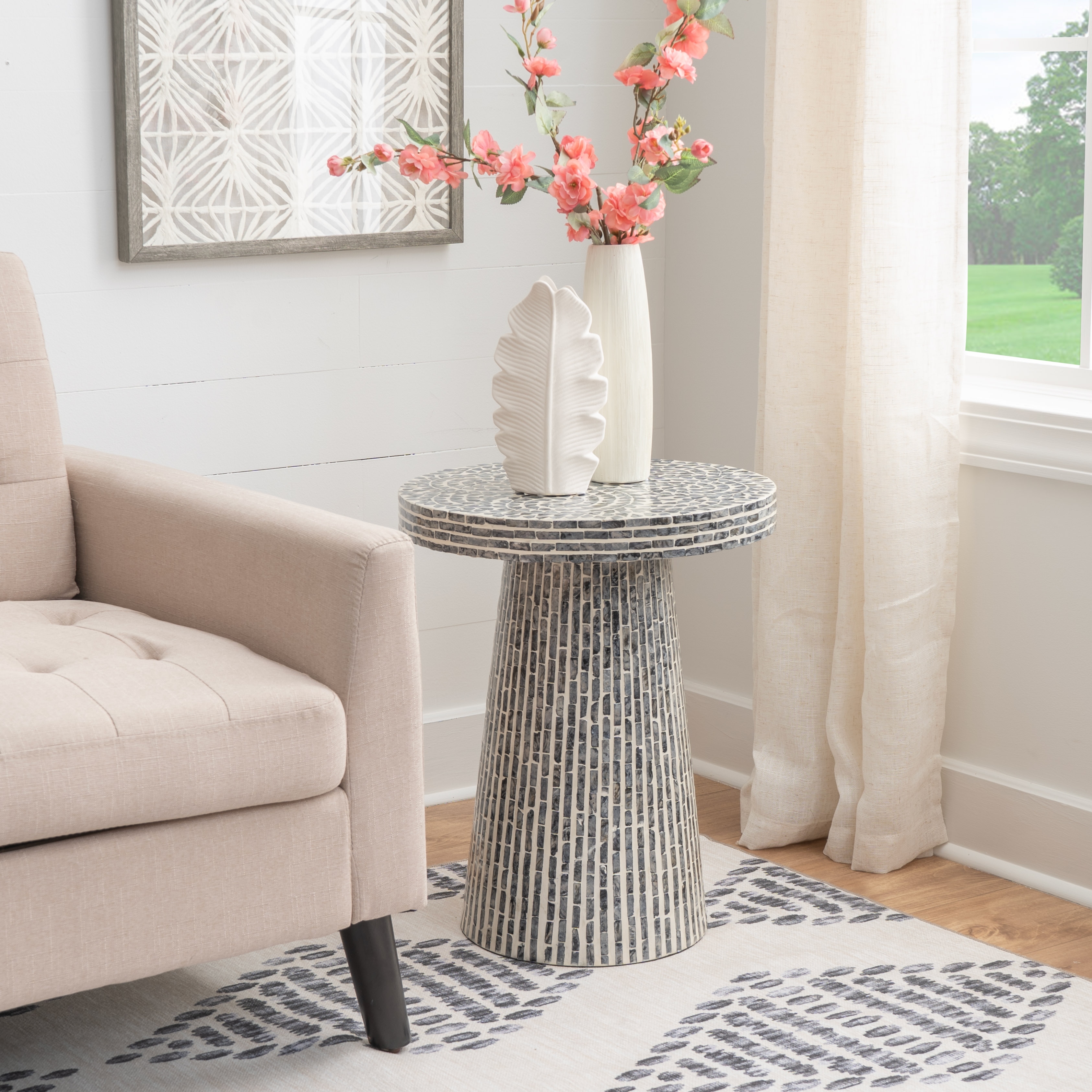 Linon Percola Black Capiz Side Table