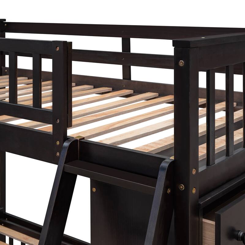 Twin Over Full Bunk Bed With Six Drawers