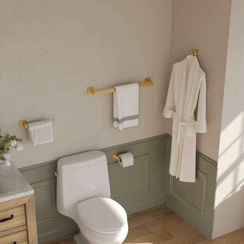 4-Piece Bathroom Hardware Accessories Set, Wall Mount Towel Bar, Toilet Paper Holder, Hand Towel Rack 1 Towel Hooks