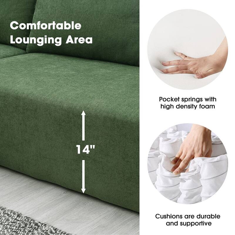 Momei L-Shaped Sofa - High-Density Foam with Spring, Multiple Cushions, Living Room