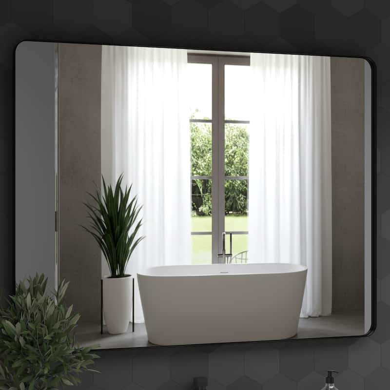 30 Inch Black Rectangular Mirror Metal Framed Mirror Vanity Mirror Dressing Mirror, for Bathroom, Living Room - 40