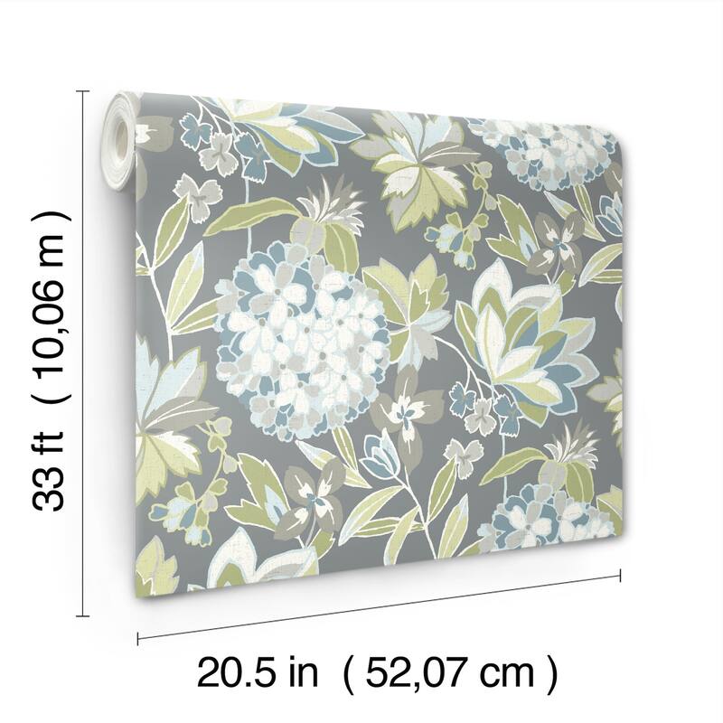 A-Street Prints Valdivian Aqua Floral Wallpaper