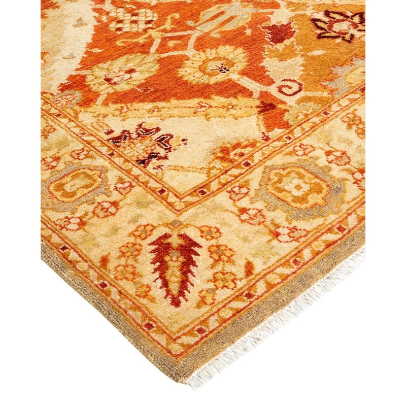 Overton Hand Knotted Wool Vintage Inspired Traditional Ottoman Yellow Area Rug - 3' 2" x 5' 4"