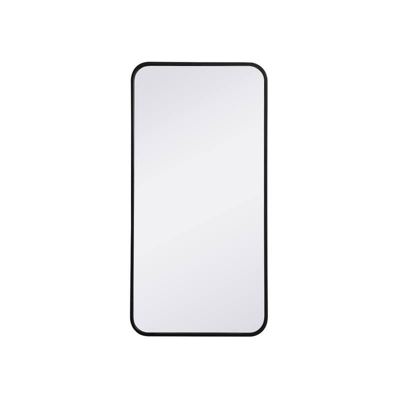 Ezra Soft Corner Metal Rectangular Mirror - 18" x 36" - Black